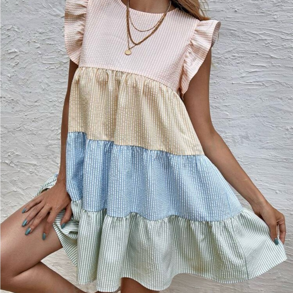 Multicolor Babydoll Style Dress (L)